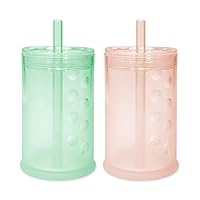Olababy Silicone Training Cup with Straw Lid Bundle 9oz Mint + 9oz Coral