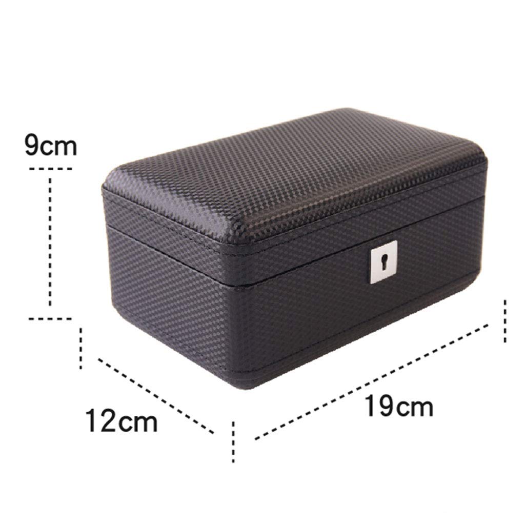 LIYANSBH 3 Grids Watch Box for Men Carbon Fiber Travel Case Jewellery Bracelet Gift Display Storage with Removable Wristwatches Pillow