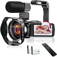 4K Ultra HD 48MP IR Night Vision Vlogging Camera with 3.0 Inch Touch Screen, 18X Zoom, WiFi Connectivity, and Microphone. Includes 2.4G Remote Control and Lens Hood