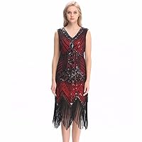 Wuchieal 20s Flapper Gatsby Charleston Sequin Bead Evening Cocktail Prom Dress