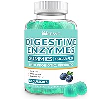Digestive Enzymes Gummies, Chewable Digestive Enzymes Gummy with Probiotics & Prebiotics Blend for Women Men, Sugar Free | Vegan | Blueberry Flavored