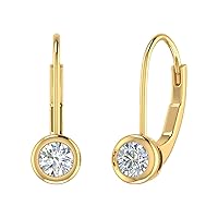 0.40 Carat Diamond Lever-back Drop Earrings in 14K Gold