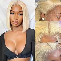 UNICE 613 Blonde Short Bob Wig Human Hair Glueless Straight 13x4 HD Lace Front Wigs Human Hair Pre Plucked with Baby Hair for Women 12 inch