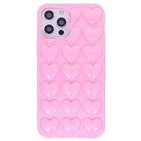 iPhone 12 Pro/iPhone 12 Case for Women, 3D Pop Bubble Heart Kawaii Gel Cover, Cute Girly for iPhone12 Pro/iPhone12 6.1 inch - Baby Pink