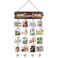 Family Picture Frame Collages for Wall Decor Couples Gift Ideas Multi Frames Rustic Hanging Photo Holder Housewarming New Home Gift Adoption Day Gifts (15.75