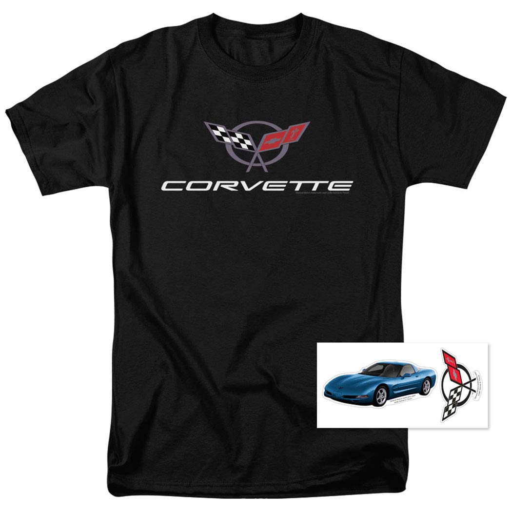 Chevy Corvette Chevrolet Vintage GM Car Logo T Shirt & Stickers (Large) Black