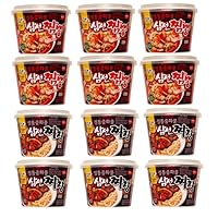 Wang Seafood Jjamppong Spicy Noodle Soup,왕 정통 중화풍 삼선 짬뽕 (6 Pack) + Wang Jjajang Sweet and Savory Black Bean Noodle, 왕 정통 중화풍 삼선 짜장 (6 Pack) combo - 6 Jjajang and 6 Jjampong Noodle Combo 짬짜면 콤보 - Total 12 Bowl