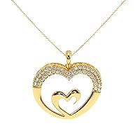 VVS Gems Heart Pendant in 14K Gold with Round Cut Natural Diamond (0.32 ct) | White/Yellow/Rose Gold Chain Stylish Necklace for Women (IJ-SI)