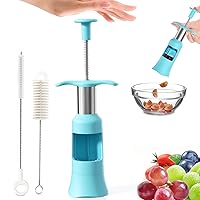 Grape Cutter Slicer for Toddlers Grape Slicer with 2 Straw Brushes Cuts Grape & Tomato & Blueberry Toddler Essentials Fruit Cutter with 2 Types of Slicing (Blue)