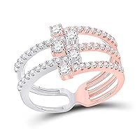 The Diamond Deal 14kt Two-tone Gold Womens Round Diamond Modern Fashion Ring 1/2 Cttw