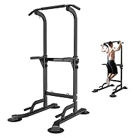 Power Tower Pull Up Bar Station, Free Standing Pull Up Rack Dip Station for Home Gym, Height Adjustable Home Strength Training Fitness Workout Equipment for Beginners Under 6 Feet Tall