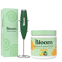 Bloom Nutrition Super Greens Powder Smoothie and Juice Mix, Probiotics for Digestive Health & Bloating Relief for Women, Mango + Milk Frother High Powered Hand Mixer