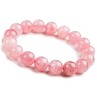 12mm Natural Pink Rose Quartz Crystal Madagascar Round Beads Bracelet AAAA
