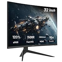 Skytech Gaming 32-inch Curved Gaming Monitor up to 165Hz, QHD 2K(2560 x 1440), 2ms Response Time, 1500R VA Panel, FreeSync & G-Sync Support, Swivel Tilt Height Pivot Adjustable, HDMI & DisplayPort