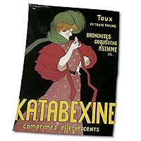 3dRose Vintage Katabexine Cough Medicine French Advertising Poster - Towels (twl-130006-2)