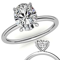 2CT Oval Colorless Moissanite Engagement Ring Wedding Bridal Set Eternity Solitaire Halo Silver Gold Dainty Stacking Anniversary Promise Purpose Gift Her Him Hidden Halo