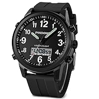 PINDOWS Watches for Men, Men's Military Digital Watches Analog Quartz Waterproof Watch Sport Multifunction Heavy Duty Outdoor Watches for Men.