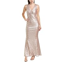Dress the Population Women's Karina Plunging Sequin Fitted Sleeveless Long Mermaid Gown