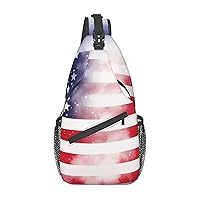 American Flag and Stars Print Sling Bag Shoulder Sling Backpack Travel Hiking Chest Bag For Men Women