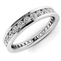 950 Platinum 1.26ct Round Diamond SI1,SI2 G-H 3.2mm Eternity Band 5gr Ring Size 5