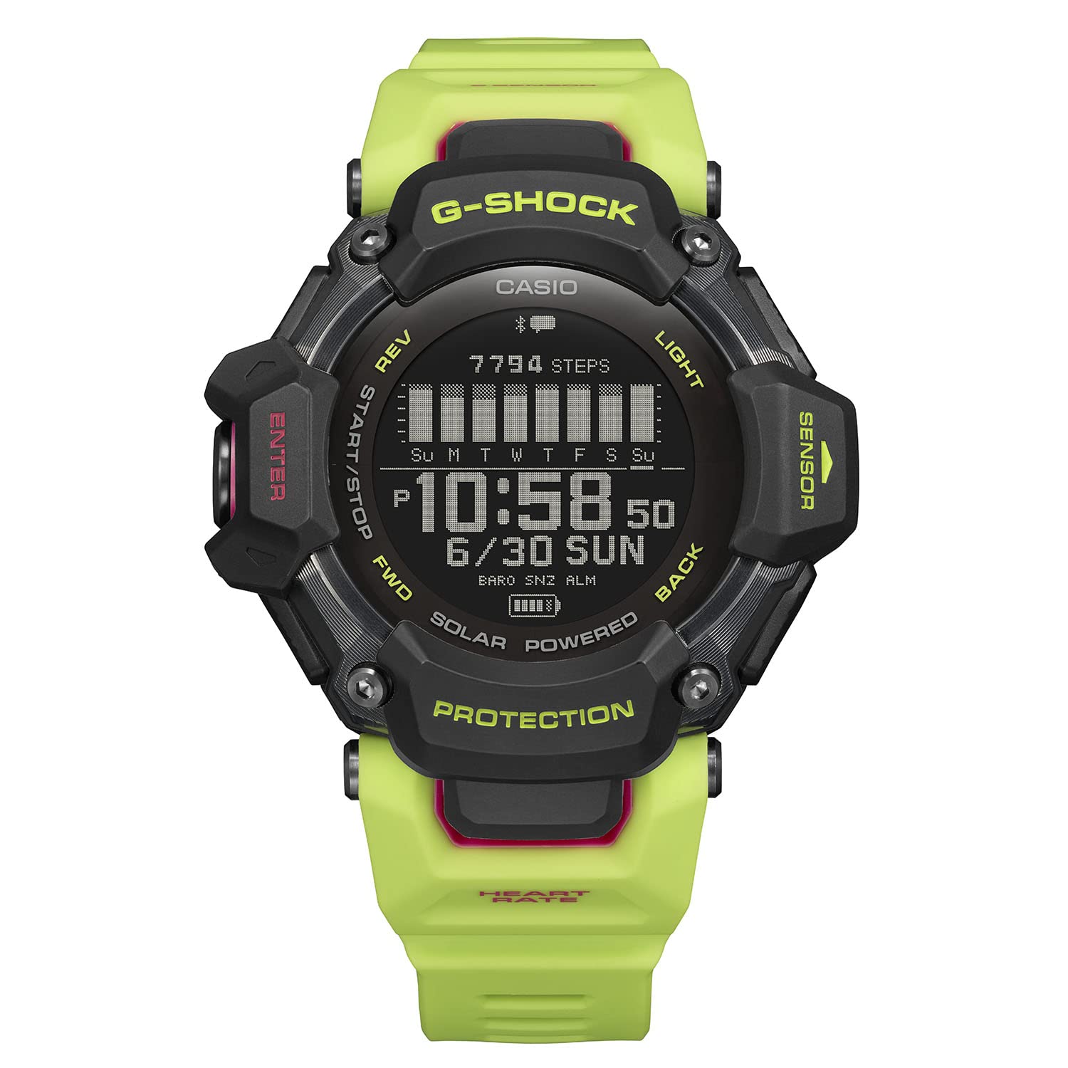 Casio Men's G-Shock Move GBD-H2000 Series, Multisport (Run, Bike, Swim, Gym Workout), GPS + Heart Rate Watch, Quartz Solar Assisted Watch