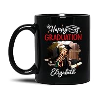 Happy Graduation 2024 Cups Present, Customized Upload Photo & Name Congrats Grad Coffee Mug, Personalized Photo Graduation Tea Cup Gifts for Graduate Students, Graduate Black Coffee Cup 11oz 15oz