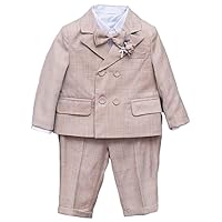 Boys' Plaid Suit 2 Pieces Kids Formal Double Breasted Buttons Jacket Pants for Casual Daily