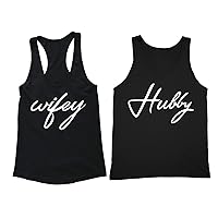 Women's Wifey Hubby Valentine's Matching Couples Racer-Back Tank-Top