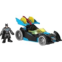 Fisher-Price Imaginext DC Super Friends Batman Toy Bat-Tech Racing Batmobile with Lights & Poseable Figure for Preschool Kids Ages 3+ Years​