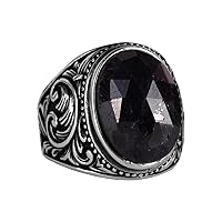 KAMBO Elegant Handmade Natural Gemstone Ring - 925 Solid Sterling Silver Ring For Men, Unique Ring