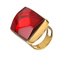 Baltic Red Amber and 18K Gold Plated Sterling Silver Ring - Adjustable; Ring Base 8