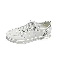 Little White Shoes Ladies Thin Students Flat Single Shoes Casual Comfort, Pure Color Round Head Women's Shoes (Color : White Silver, Size : 37)