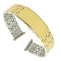 20mm T&C Stainless Semi-Solid Link Gold Tone Deployment Buckle Watchband