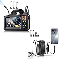 Endoscope Camera with Light - Inspection Borescope, 1920P HD Snake Camera with 8 LED Lights, 16.4FT Semi-Rigid Cord Bore Scope, IP67 Waterproof Endoscope for Sewer