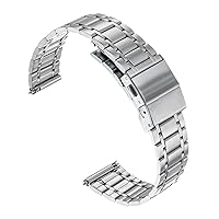 Carty Stainless Steel Watch Bands for Men,Adjustable Watch Strap 20mm 22mm Metal Watch Strap Replacement Solid Metal Watch Band with Double Folding Clasp