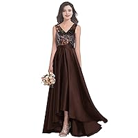 V Neck Satin and Camo Mother of The Bride Dresses High Low