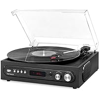 Victrola All-in-1 Bluetooth Record Player with Built in Speakers and 3-Speed Turntable Mahogany (VTA-65-BLK)