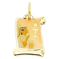 14k Yellow Gold First Communion Picture Pendant Necklace Girl Jewelry Gifts for Women