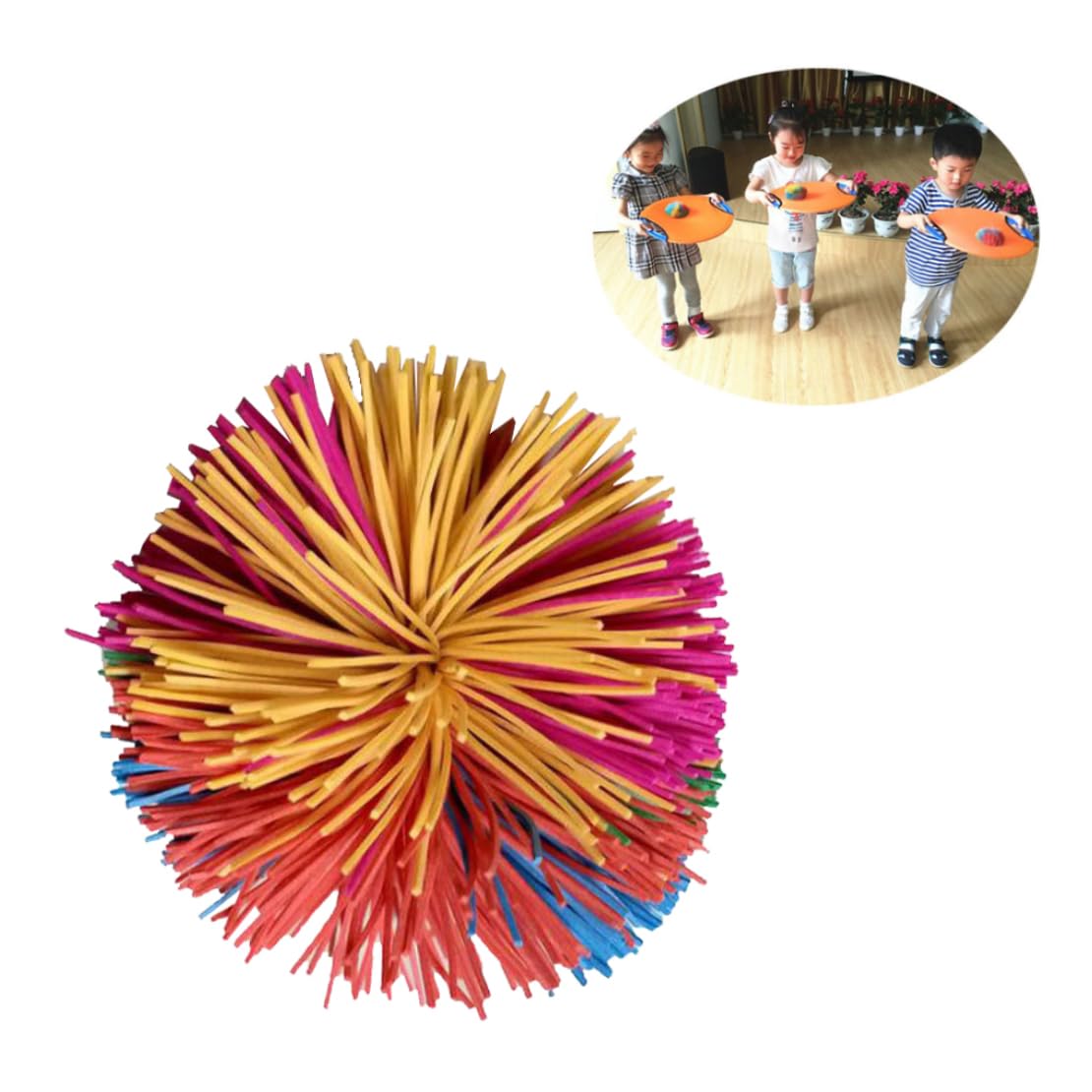 Neroyaner Monkey Stringy Balls Colorful Bouncy Ball Rainbow Pom Ball Soft Active Fun Toy Antistress Toy Balls for Men Women Room Decor