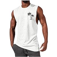 Prime Deals Day Today Clearance Men's Gym Workout Tank Tops Swim Beach Shirts Summer Sleeveless Training T-Shirt Muscle Bodybuilding Athletic Clothes White