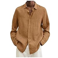 Workout Shirts for Men Designer Spring Summer Men's Casual Cotton Linen Solid Color Long Sleeve Shirts Loose Shirts