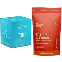 NeuroGum Energy Caffeine Gum (144 Pieces) - Sugar Free with L-theanine + Natural Caffeine + Vitamin B12 & B6 - Nootropic Energy & Focus Supplement for Women & Men - Peppermint & Cinnamon Flavor