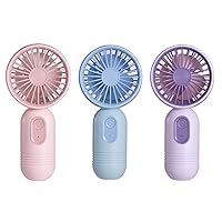 VanSmaGo [Portable Mini Fan 3-pack Handheld Personal Small Fan with 3-speed for Travel, USB Rechargeable Battery Operated Eyelash Fan, Pink&Blue&Purple