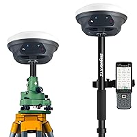 E1 RTK GNSS Survey Equipment RTK GNSS GPS with IMU Rover & Base Handheld Collector Total Station Surveying Equipment, with Survey Software 1cm Accuracy, 1408 Channels