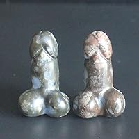 28-30mm Two Mixed gemstom Crystal Man genital Penis Testicle Figurine for Gifts (llanite)
