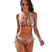 Bikini Set for Teens Push Up Feel Ocean Two Piece Bathing Suit Holiday Removable Padding Bra Tie String