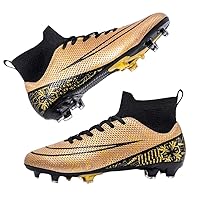 High-Top Men's Cleats Soccer Boots Lightweight Turf Football Shoes Breathable Firm Ground Soccer Shoes for Outdoor/Indoor/School/Game/Training