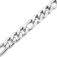 Men's 3~8.5mm Wide Stainless Steel Necklace Figaro Chain Link Silver Tone 14~40 Inch