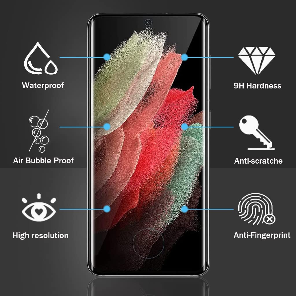 Galaxy S21+ Plus Screen Protector 【2+2 Pack】With Camera Lens Protector 3D Glass Easy Installation 9H Hardness Tempered Glass Screen Protector for Samsung Galaxy S21 Plus 5G