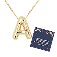 Bubble Letter Necklace For Women,Dainty Balloon Initial Necklaces 18k Gold Plated Chain Pendant Alphabet Necklaces For Teen Girls Girlfriend Charm Simple Jewerlry Gift